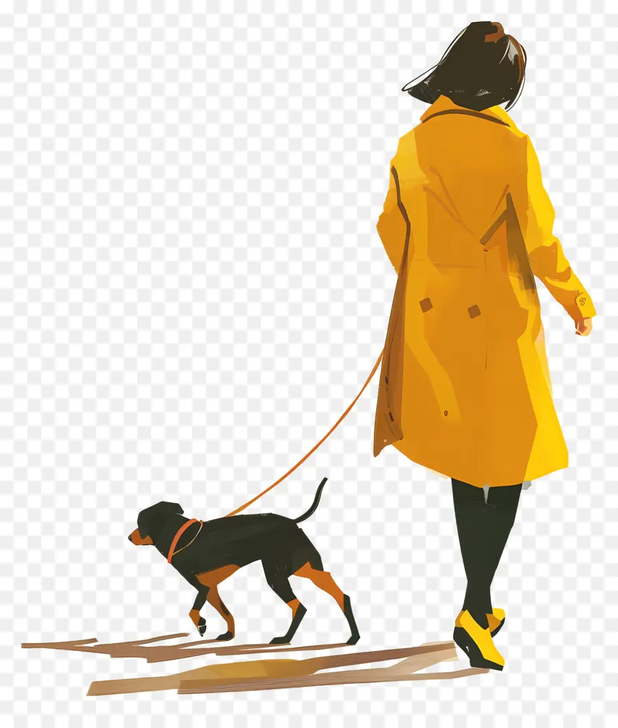 Wanita Berjalan Anjing，Wanita Di Jas Hujan PNG