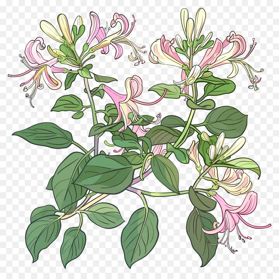 Tanaman Merambat Honeysuckle，Honeysuckle Merah Muda PNG