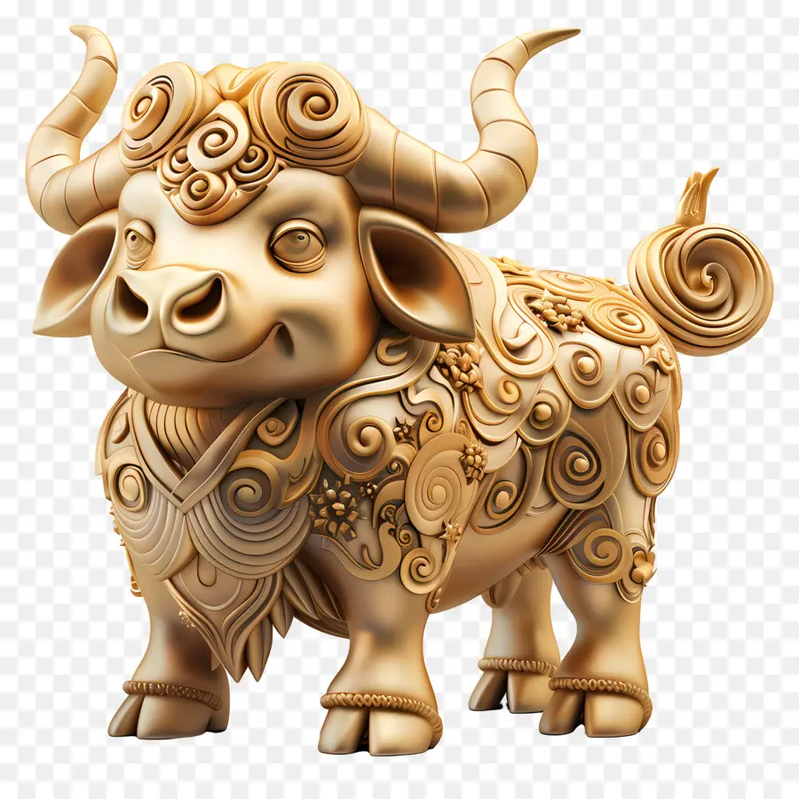 Zodiak Cina，Banteng Hias PNG