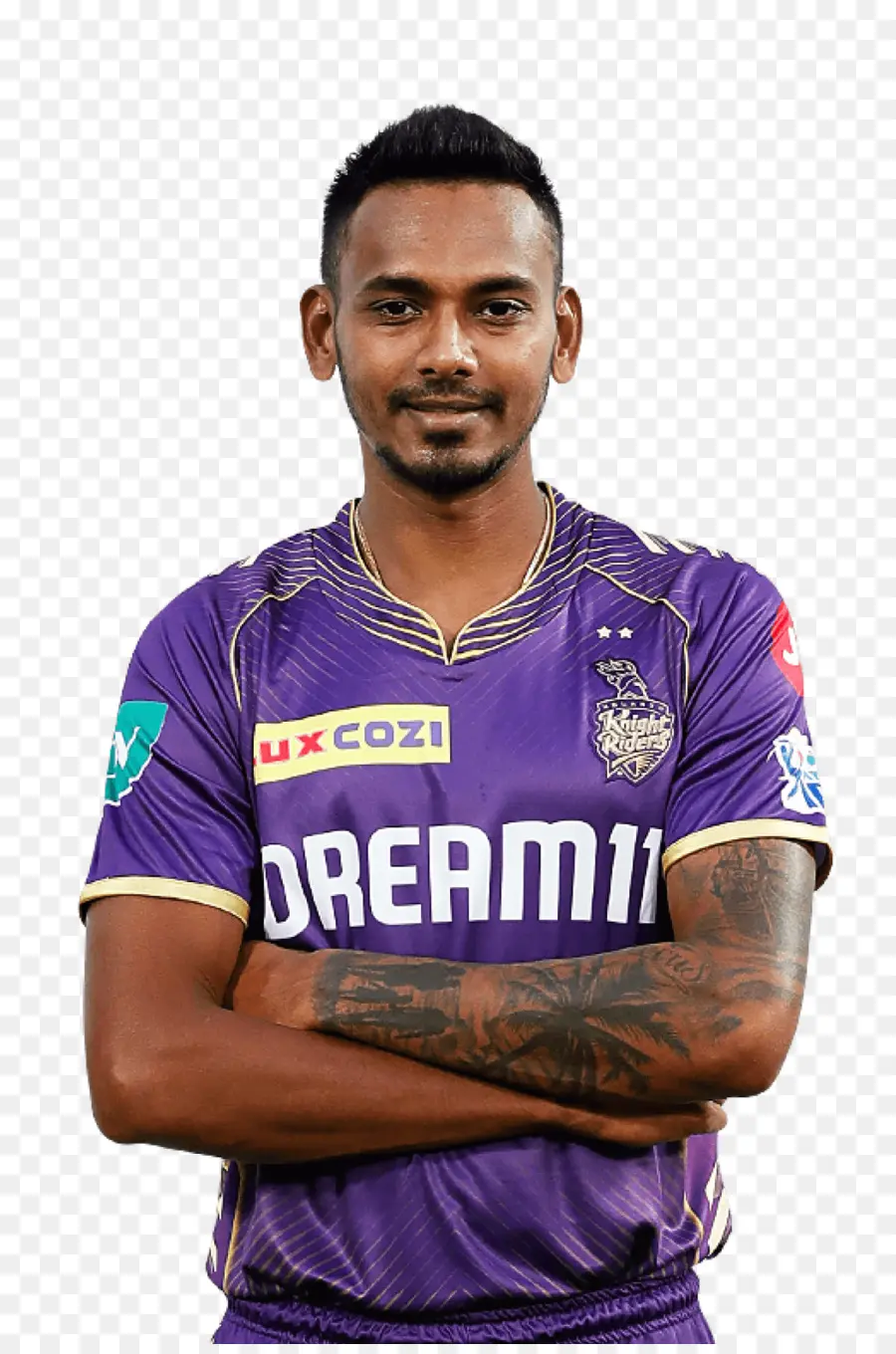 Penunggang Ksatria Kolkata，Pemain Kriket Dengan Jersey Ungu PNG