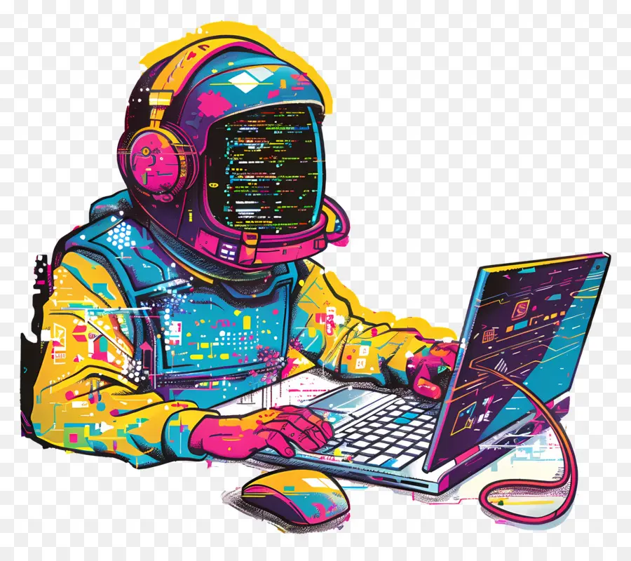 Pengkodean，Astronot Dengan Laptop PNG