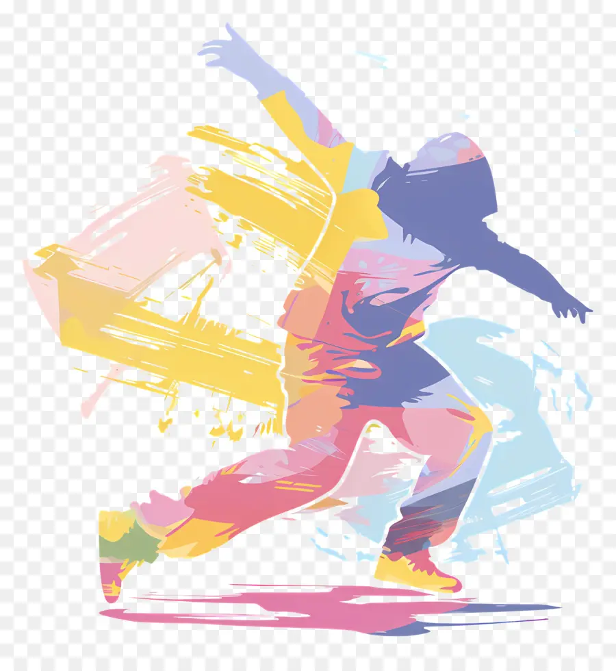 Siluet Breakdance，Penari Penuh Warna PNG