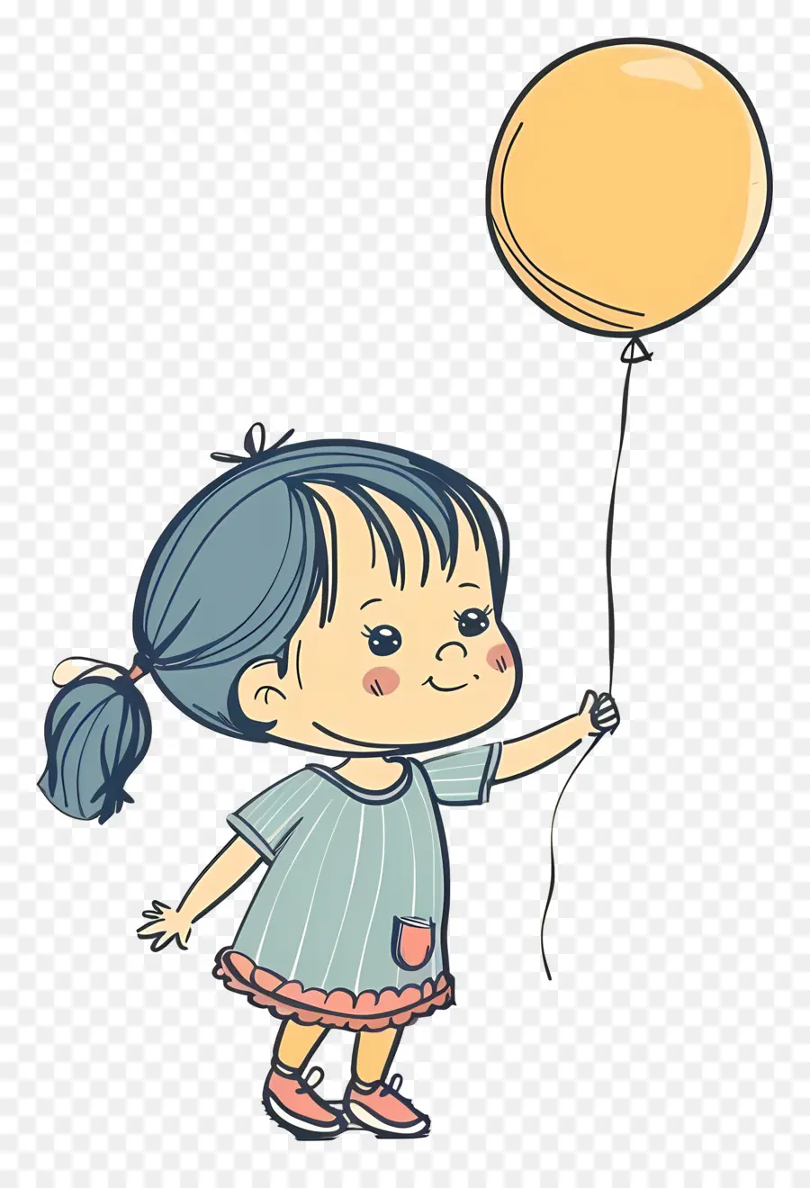 Gadis Kecil，Balon Kuning PNG