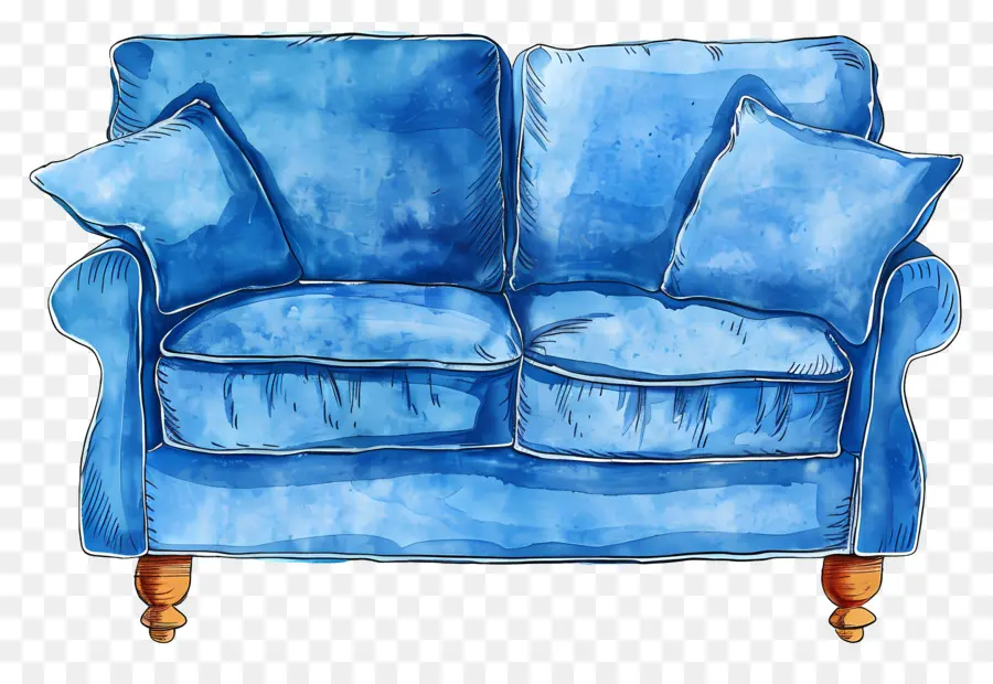 Sofa Biru，Sofa PNG