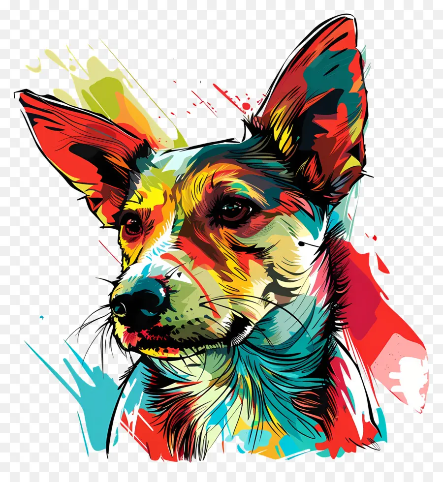 Anjing，Lukisan Anjing Berwarna  Warni PNG