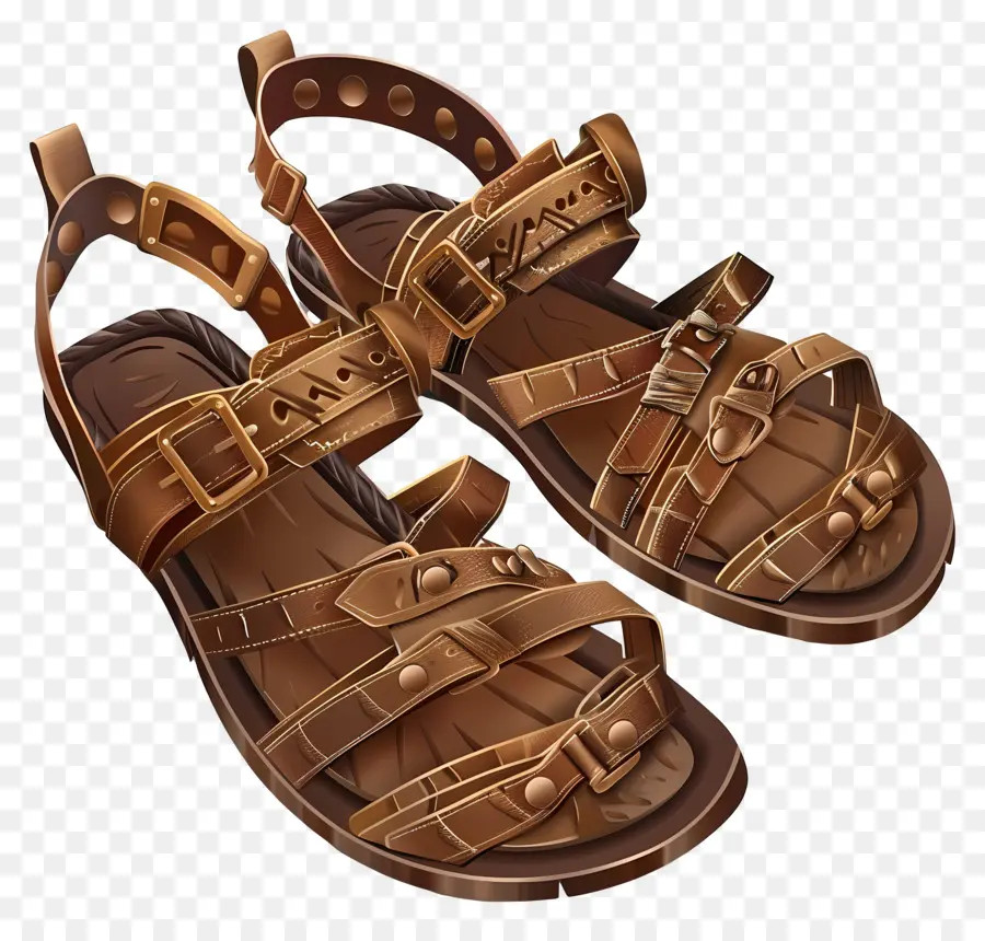 Sandal Gladiator，Sandal Coklat PNG