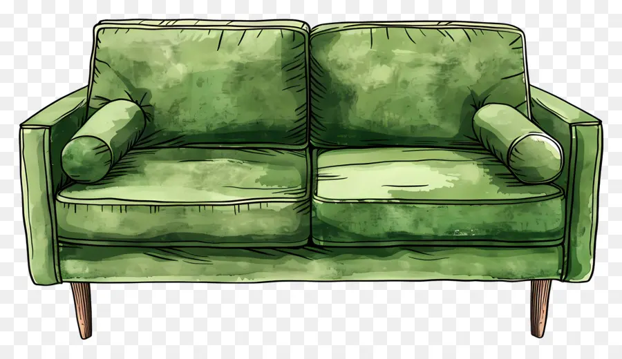 Sofa Hijau，Sofa PNG