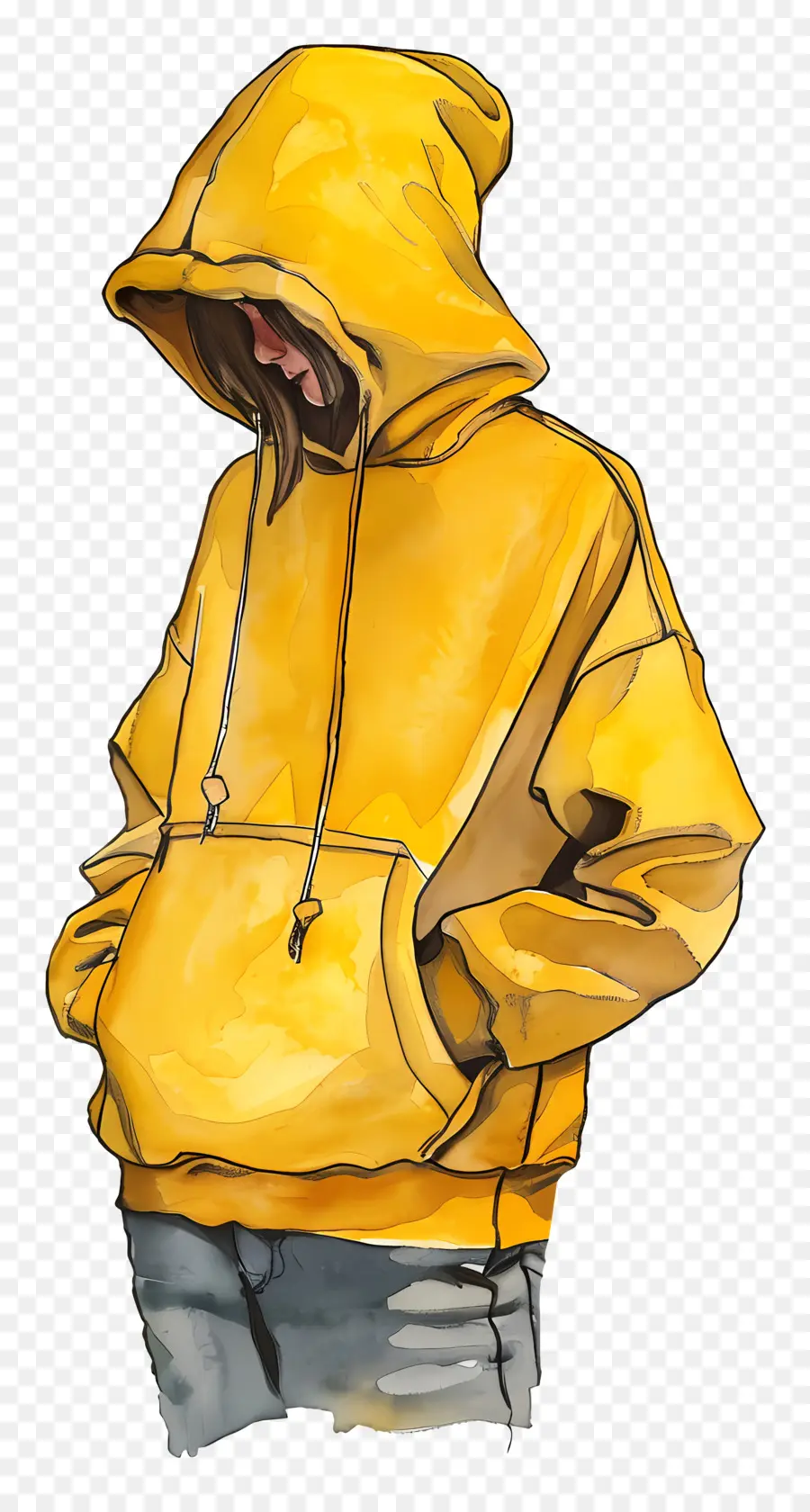 Hoodie，Orang Dengan Hoodie Kuning PNG