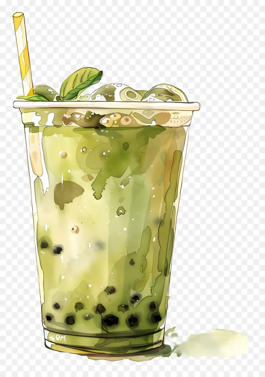 Teh Gelembung Matcha，Minuman Hijau PNG