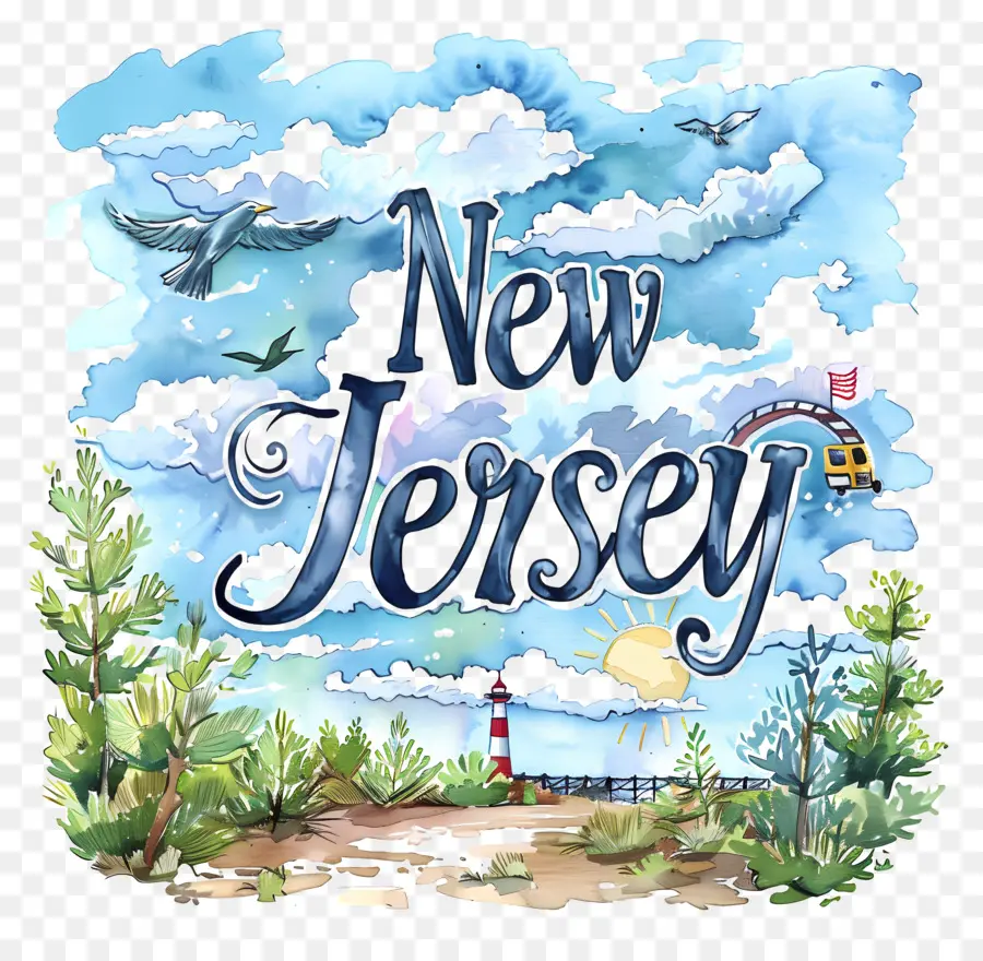 New Jersey，Lukisan Cat Air PNG