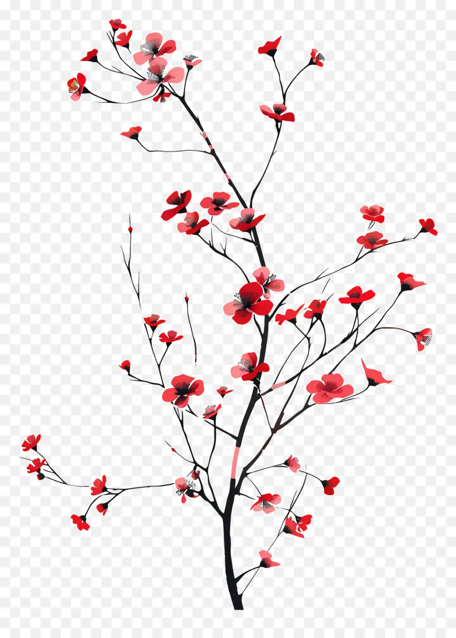 Bunga Bunga Merah，Cabang Cabang Pohon PNG