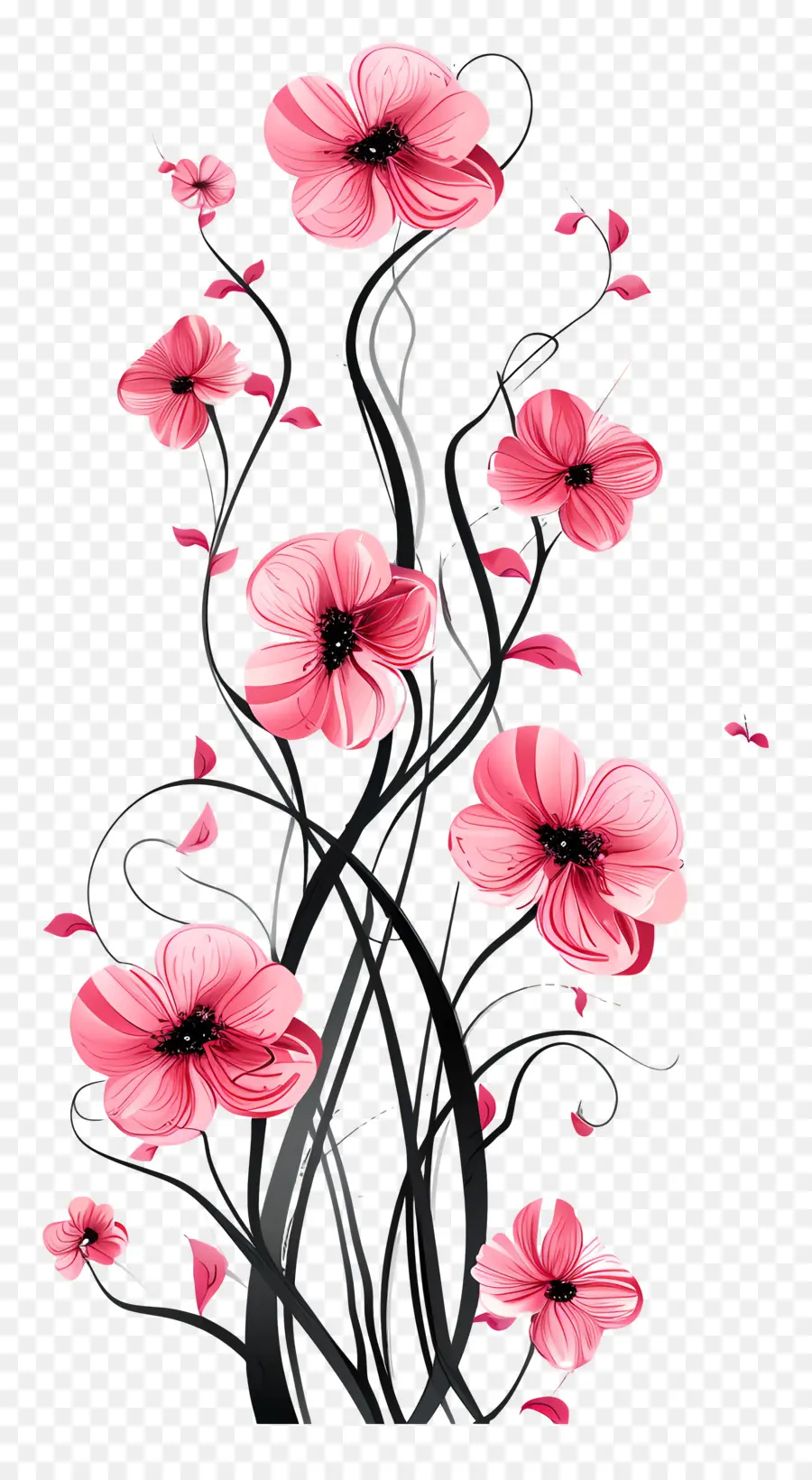 Bunga Merah Muda，Desain Cascading PNG