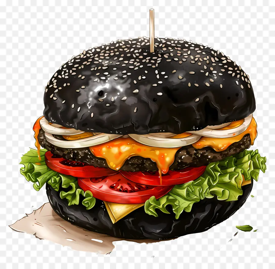 Burgernya，Burger Hitam PNG