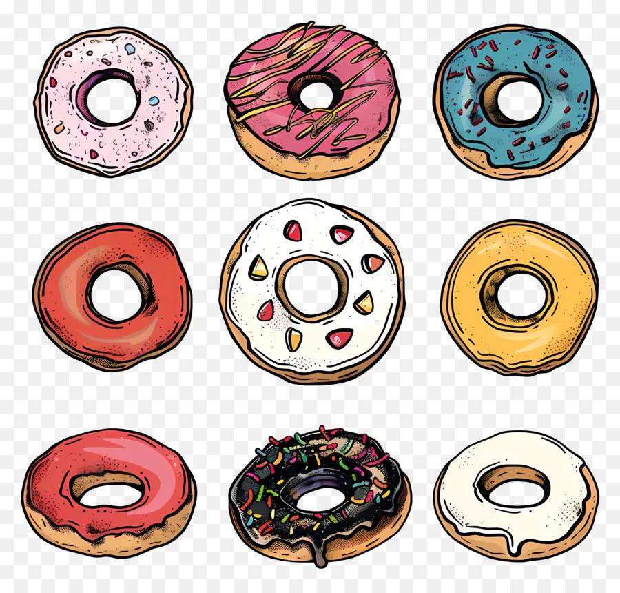 Donat，Warna Warni PNG