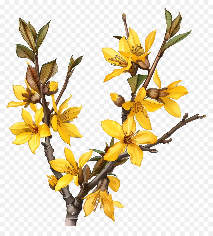 Forsythia，Cabang Pohon PNG