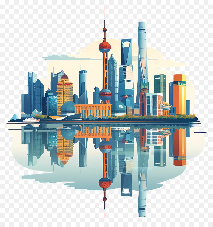 Cakrawala Shanghai，Oriental Pearl Tower PNG