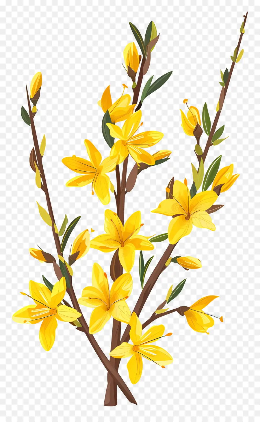 Forsythia，Pohon Berbunga PNG