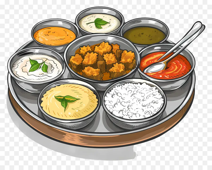 Thali India，Tray Makanan PNG