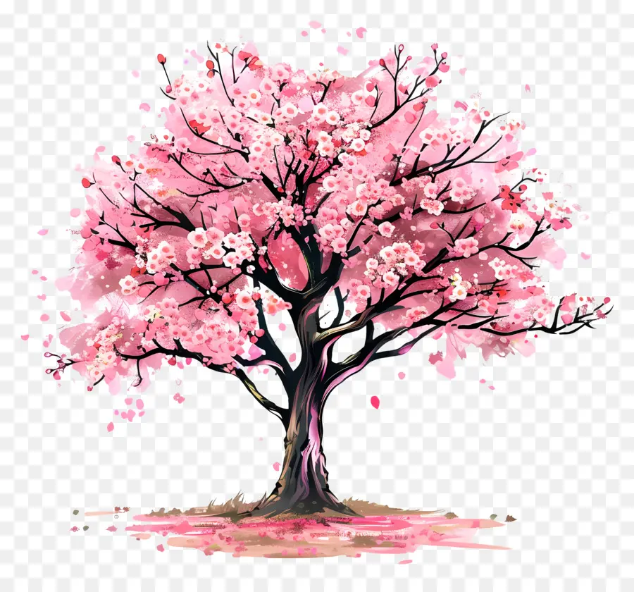 Pohon Bunga Sakura，Berwarna Merah Muda PNG