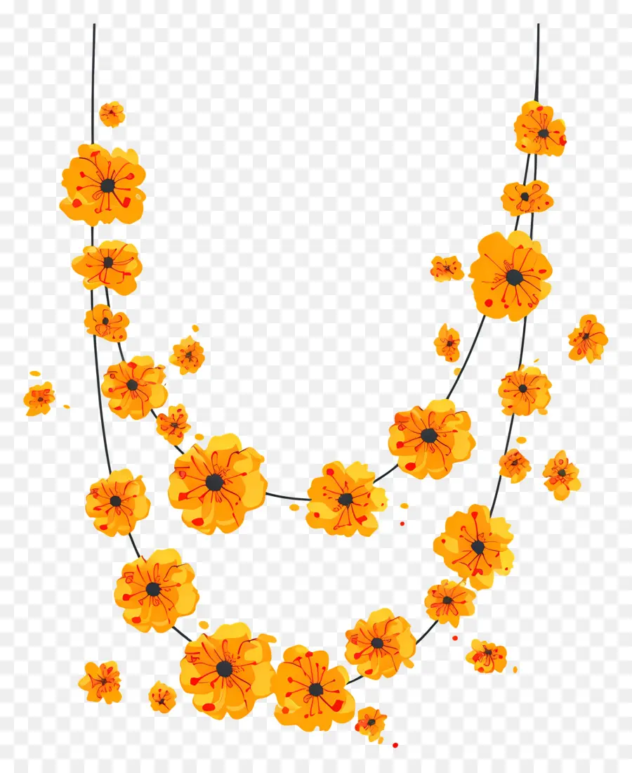 Pernikahan Marigold Garland，Kalung Bunga PNG