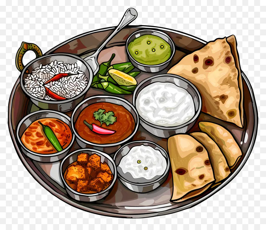 Thali India，Makanan India Tradisional PNG