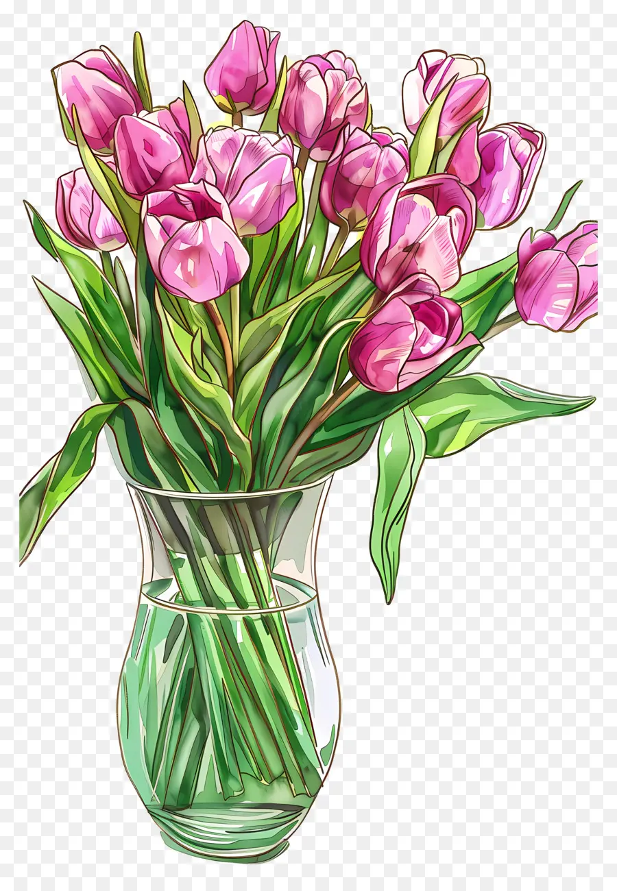 Tulip Dalam Vas，Pink Tulips PNG