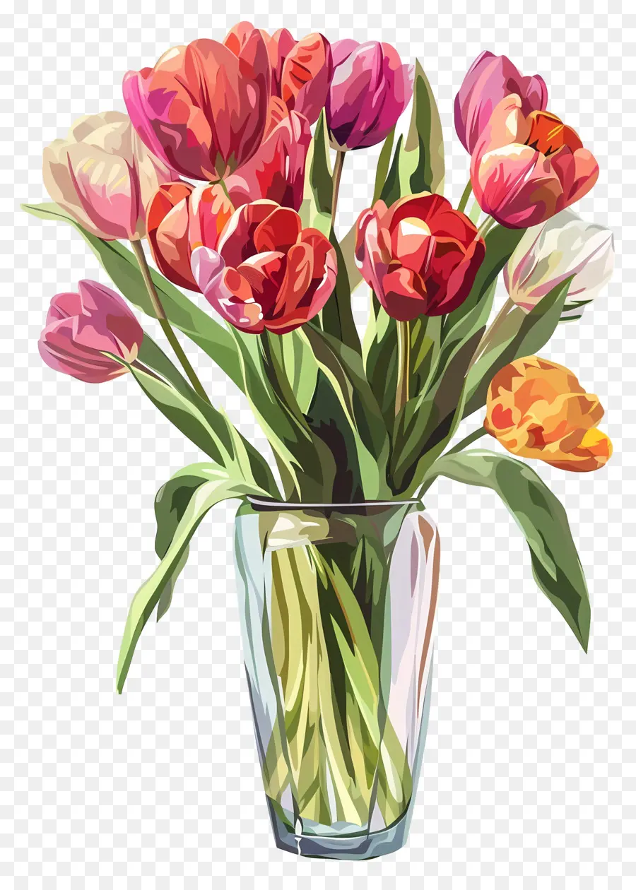 Tulip Dalam Vas，Tulip Merah Muda PNG