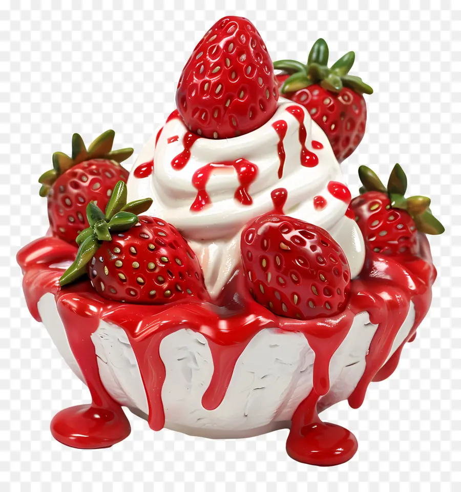 Strawberry Sundae，Makanan Penutup PNG