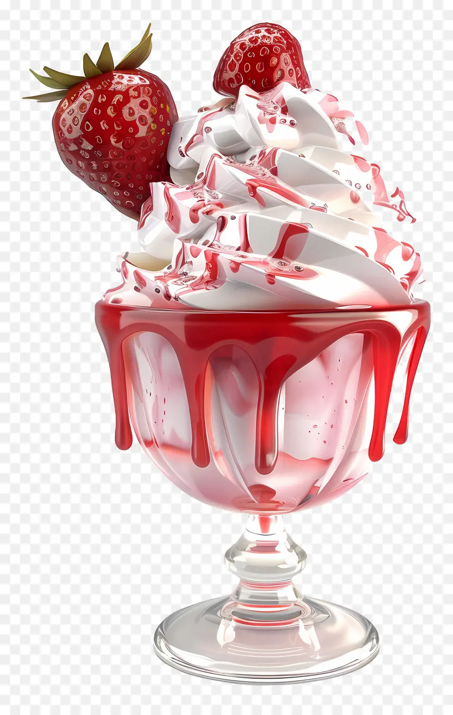 Strawberry Sundae，Makanan Penutup PNG