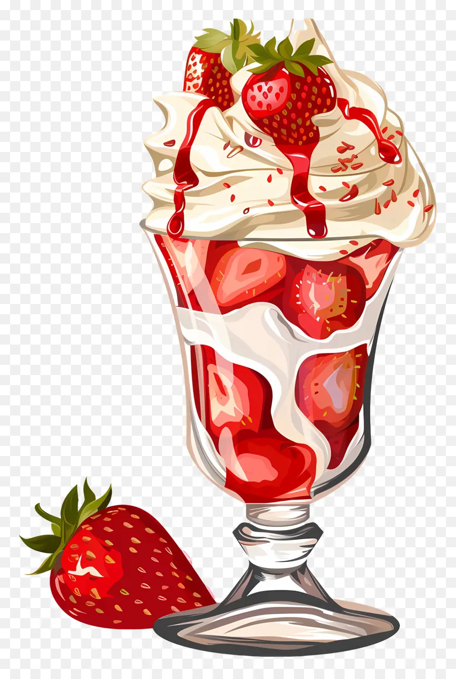 Strawberry Sundae，Makanan Penutup PNG