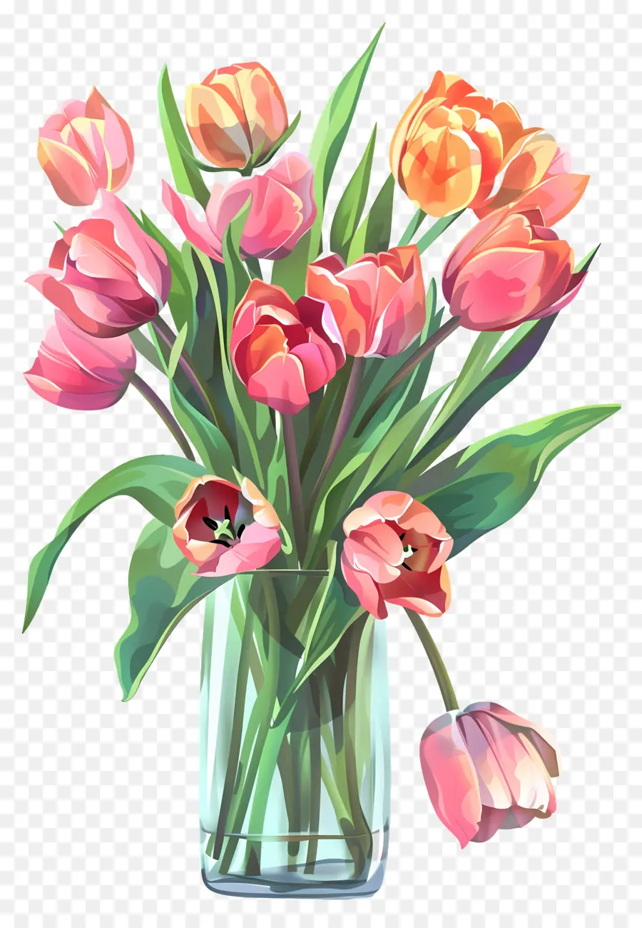 Tulip Dalam Vas，Pink Tulips PNG