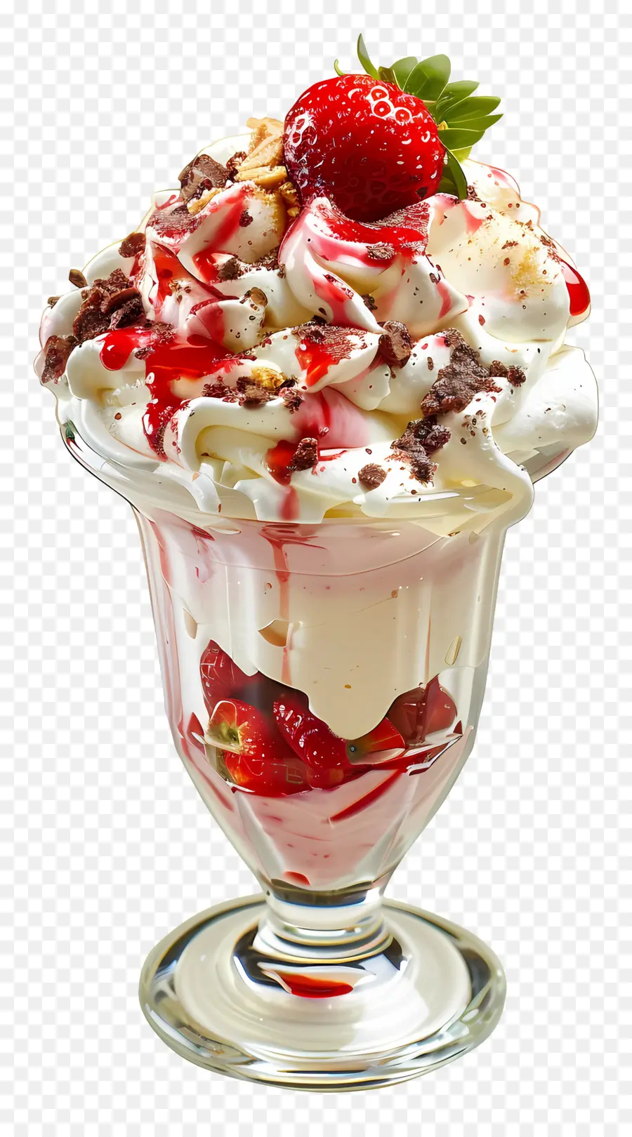 Stroberi Sundae，Es Krim PNG