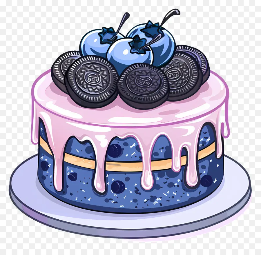 Blueberry Kue，Desain Icing PNG