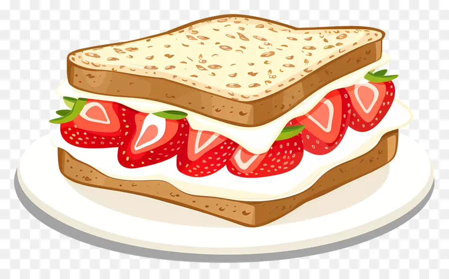 Stroberi Sandwich，Isi Putih Krem PNG