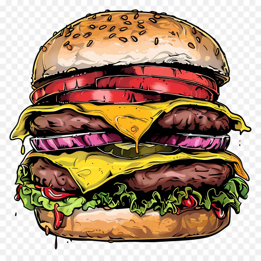 Burger Keju Ganda，Hamburger PNG