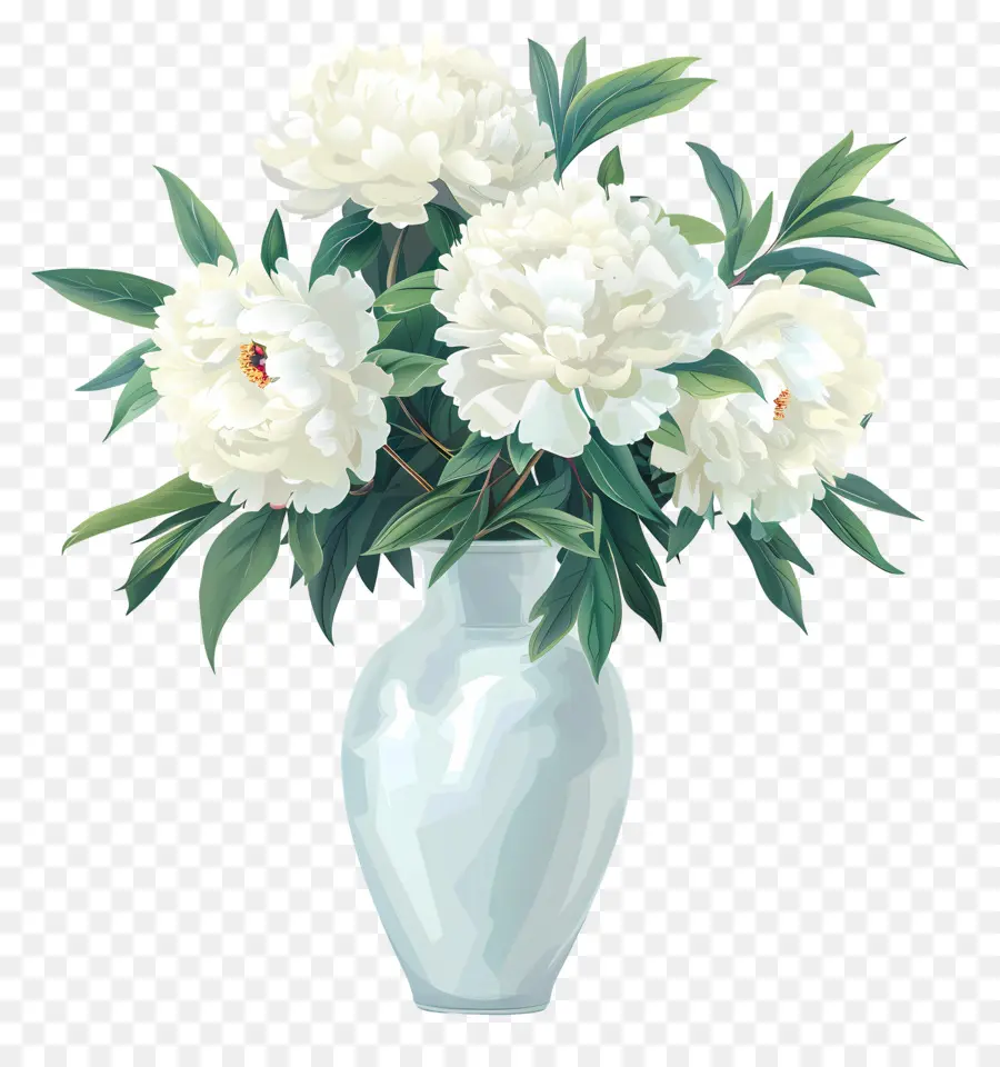 Peony Putih，Bunga Bunga Segar PNG