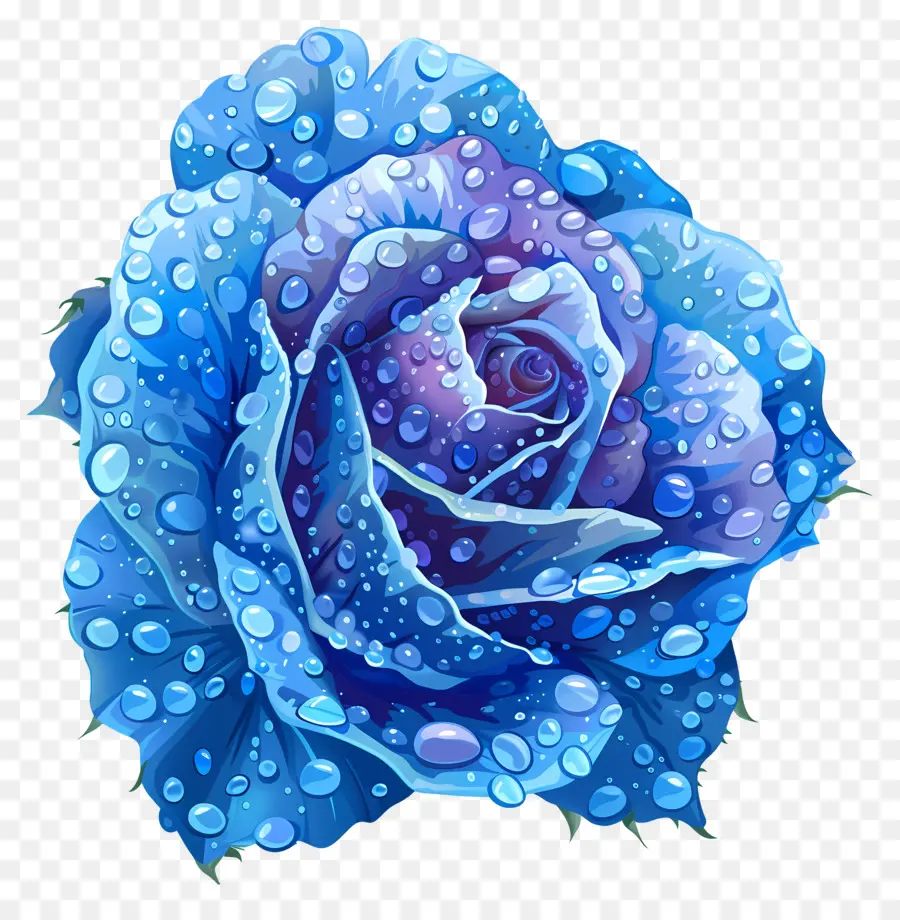 Mawar Biru，Tetesan Air PNG