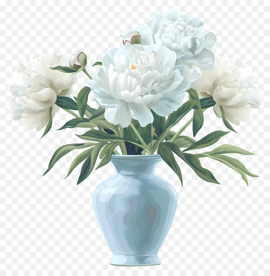 Peony Putih，Vas Bunga PNG