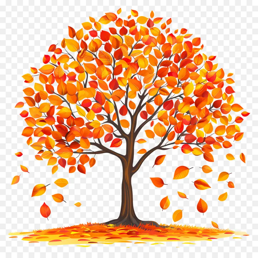 Pohon Musim Gugur，Daun Jatuh PNG