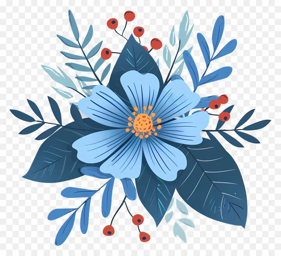 Bunga Musim Dingin，Bunga Biru PNG