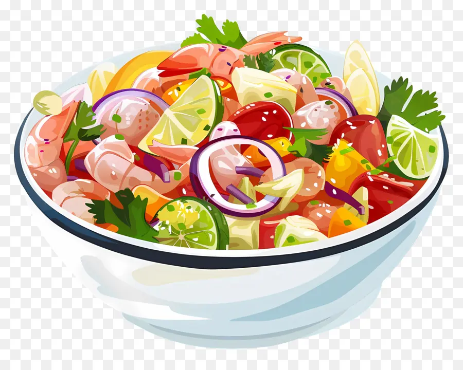 Ceviche，Salad Berwarna Warni PNG