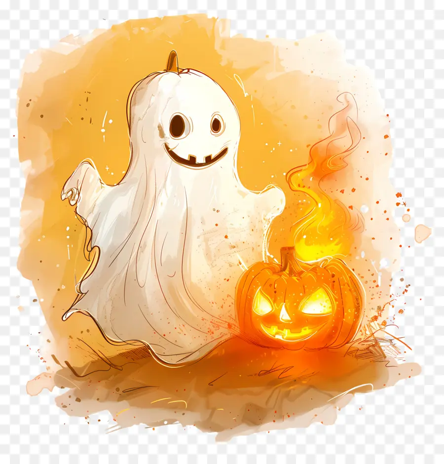 Hantu Halloween，Hantu Dan Labu PNG