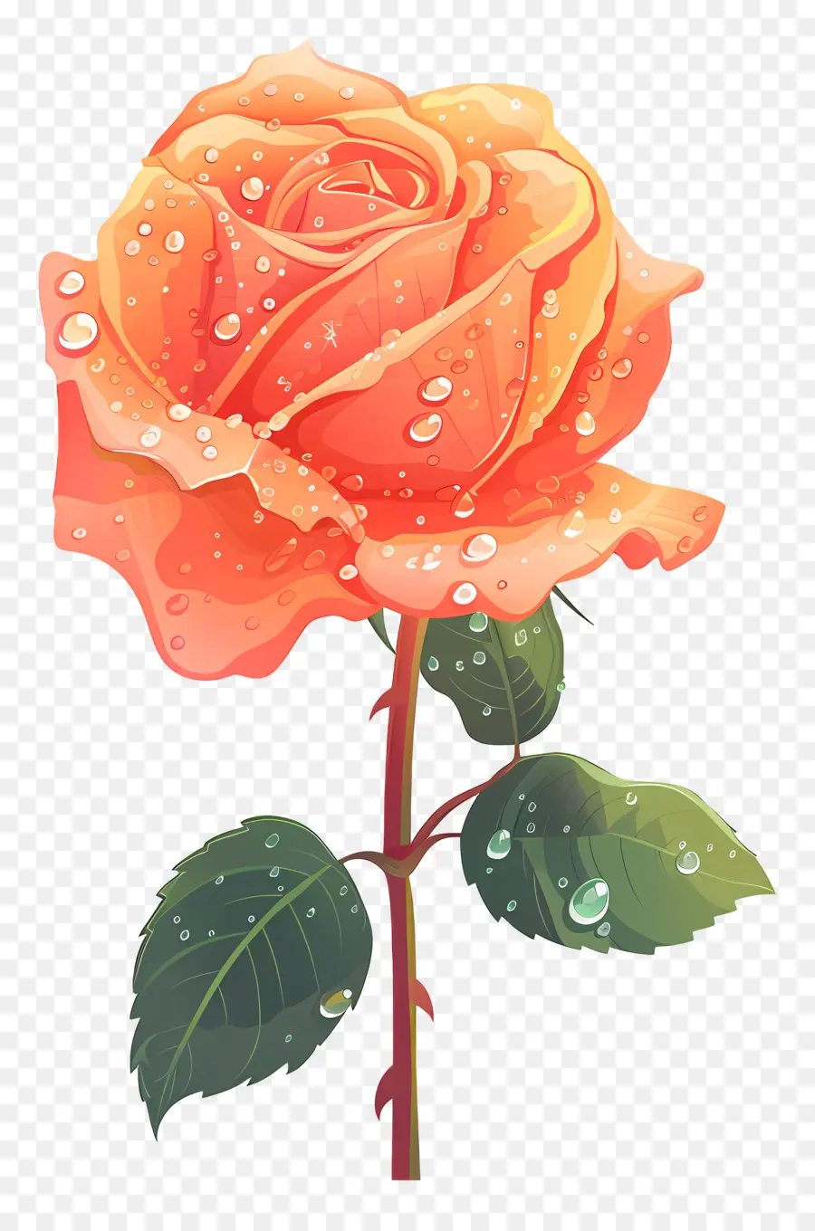 Rose With Dew Drops，Naik PNG