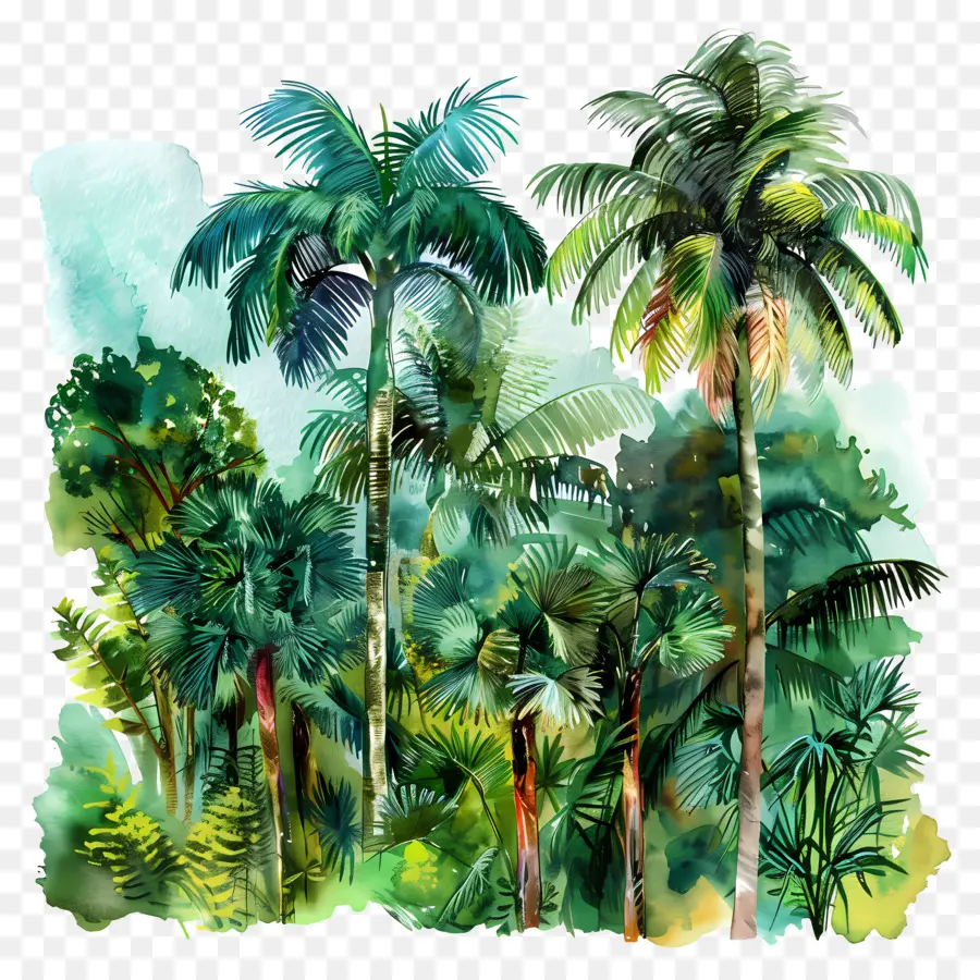 Hutan Tropis，Pohon Pohon Palem PNG