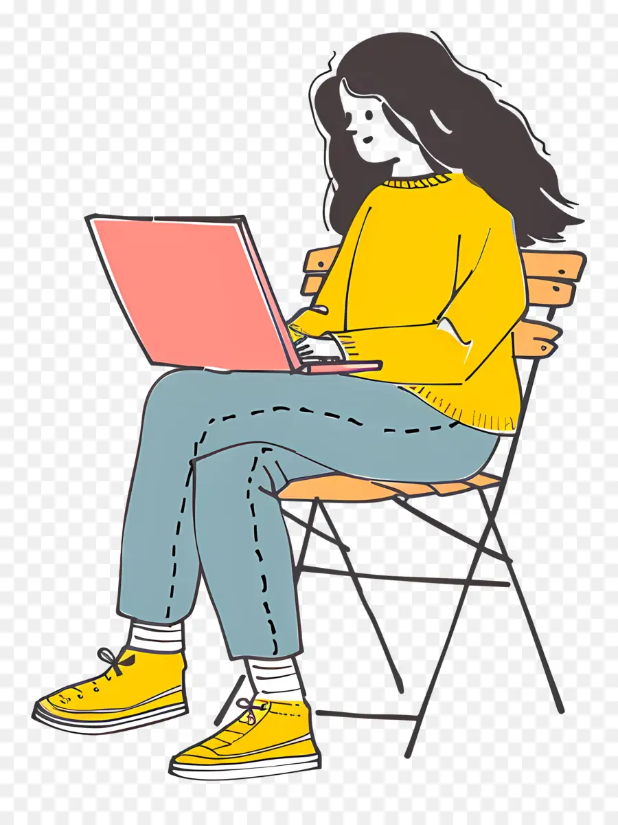 Wanita Yang Bekerja，Bekerja Pada Laptop PNG