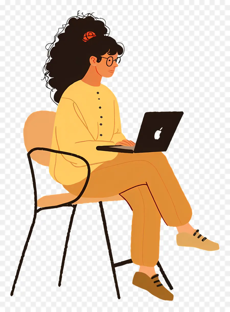 Wanita Yang Bekerja，Bekerja Pada Laptop PNG