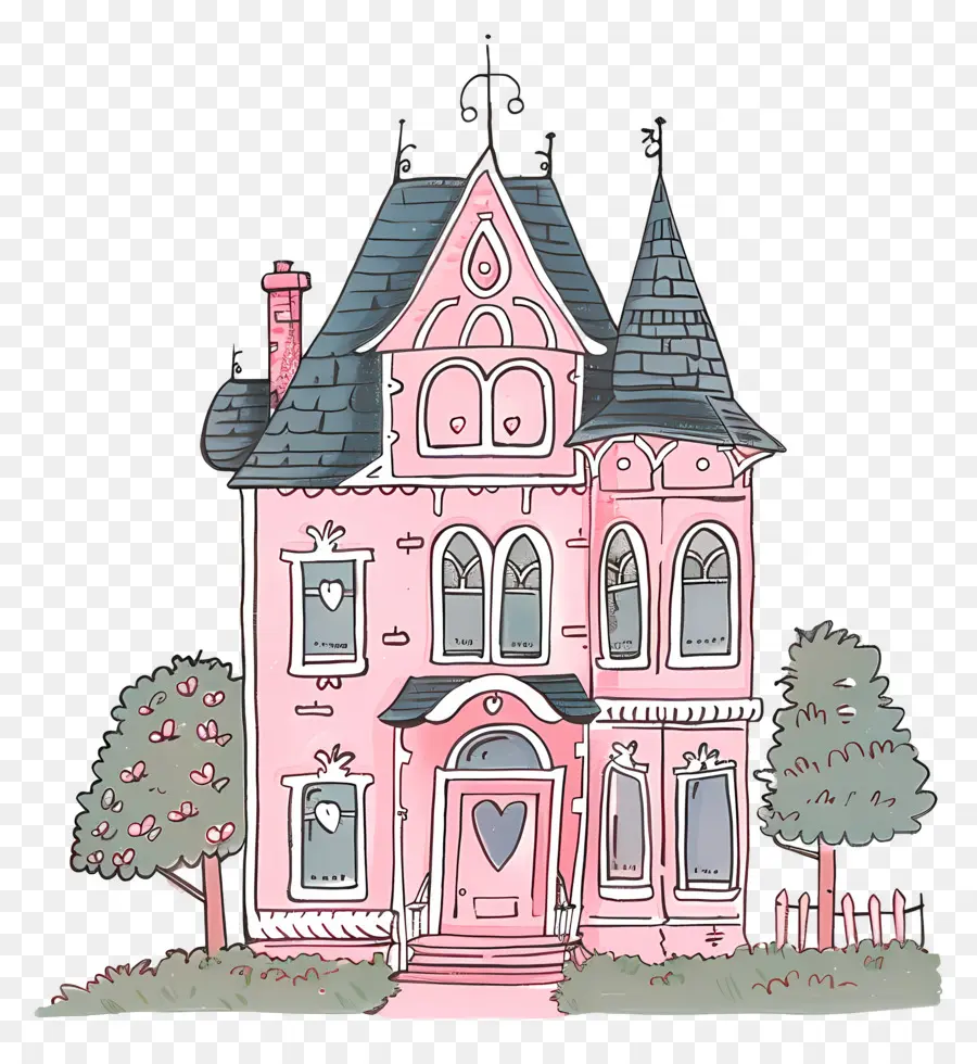 Kartun Rumah，Pink House PNG