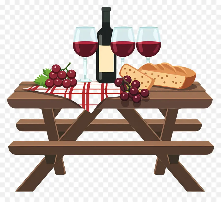 Meja Piknik，Anggur Merah PNG