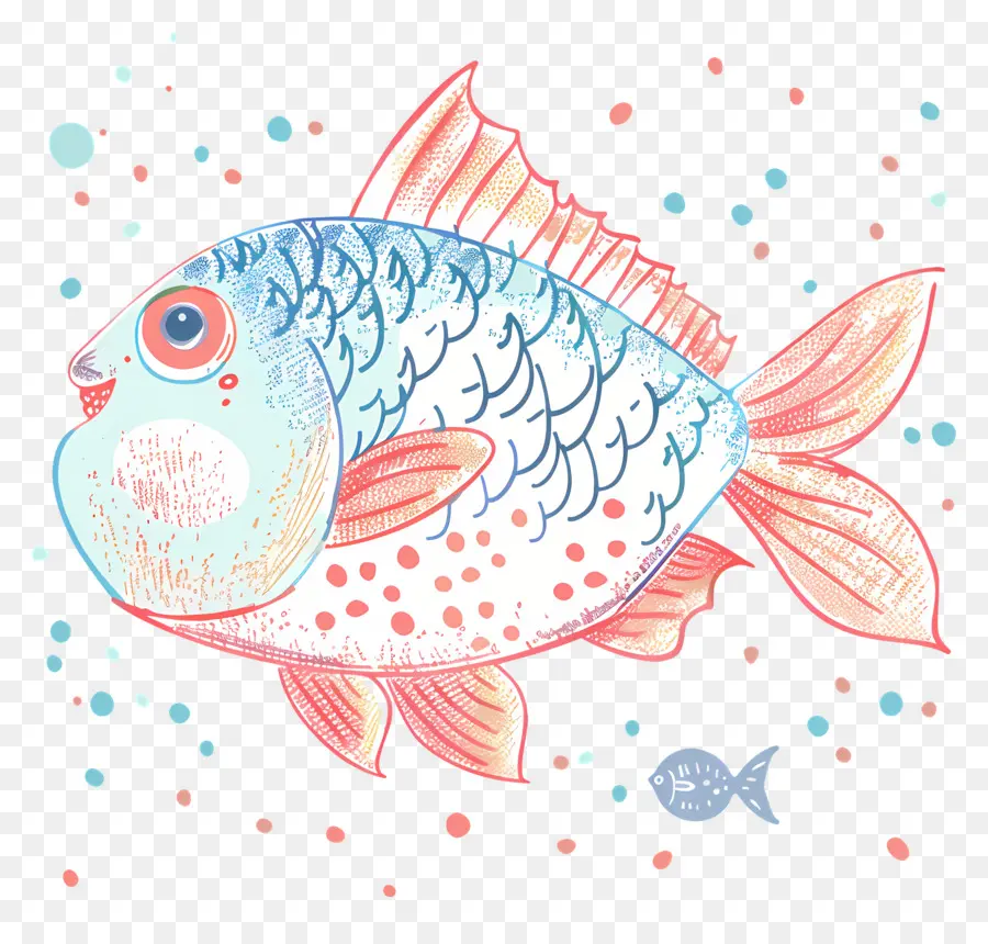 Kartun Ikan，Skala Biru Dan Merah Muda PNG