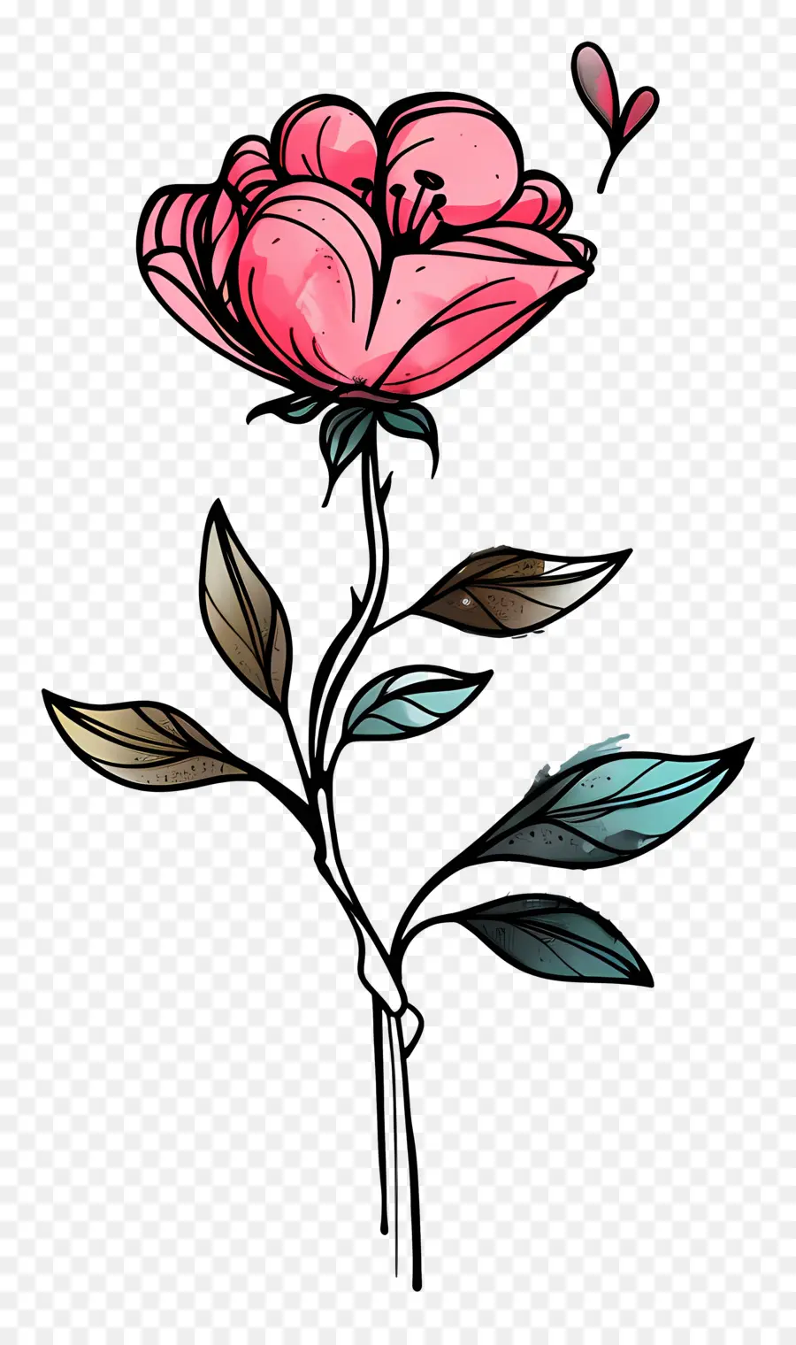 Kartun Bunga，Bunga Merah Muda PNG